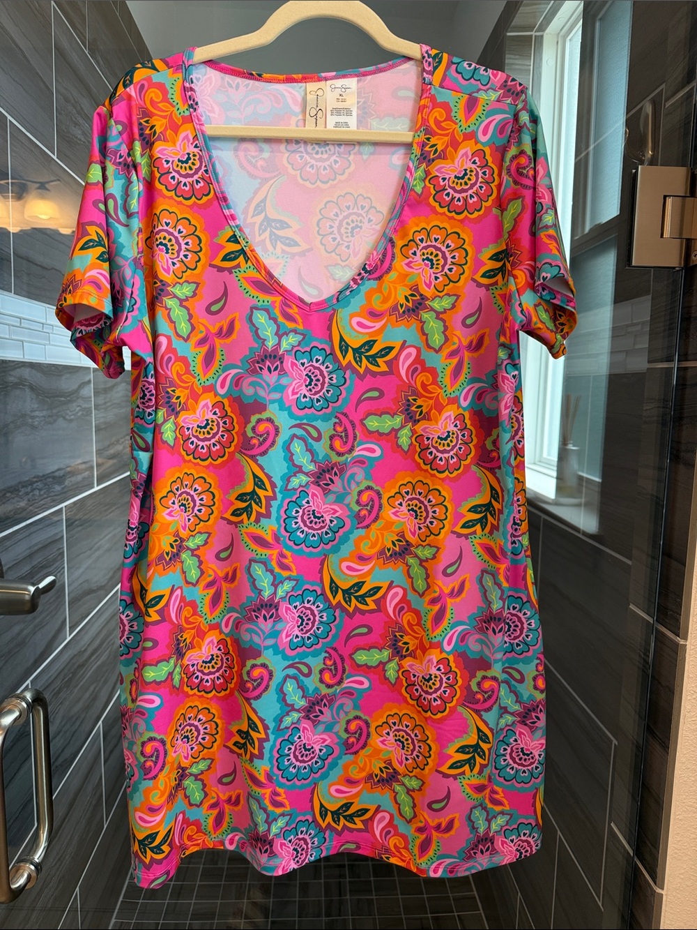 Jessica Simpson Colorful Floral V-Neck Swimsuit Coverup
